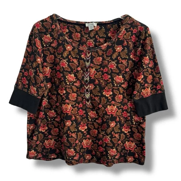 Sundance floral Cordelia Bloom Henley thermal top petite extra large top PXL - Picture 2 of 3